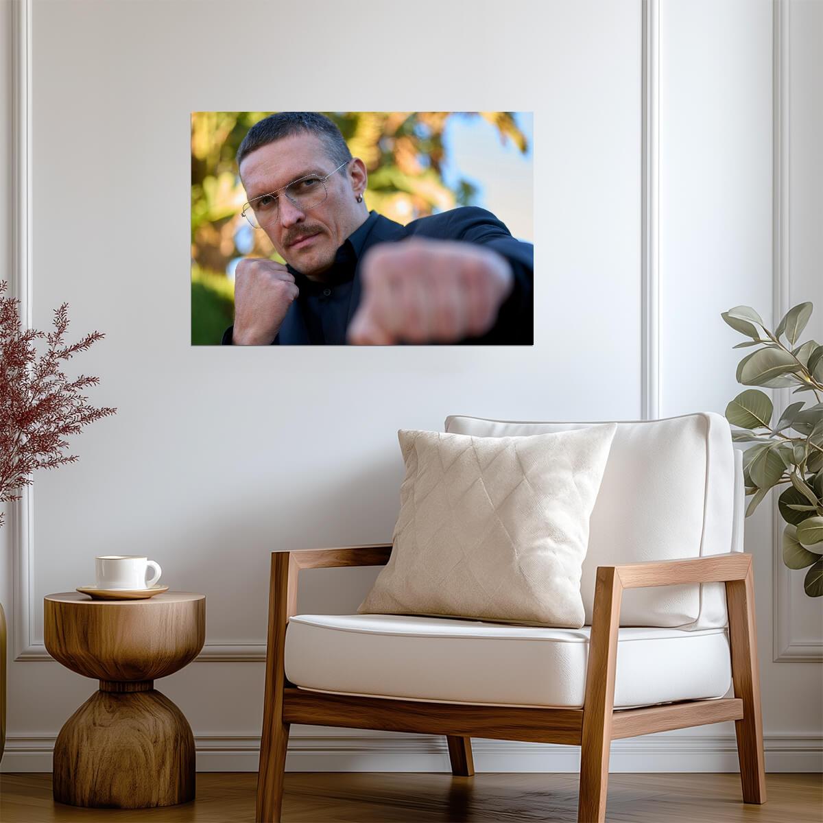 Oleksandr Usyk Punch Pose | Boxing Portrait Poster | Combat Sports Art - Sports Poster
