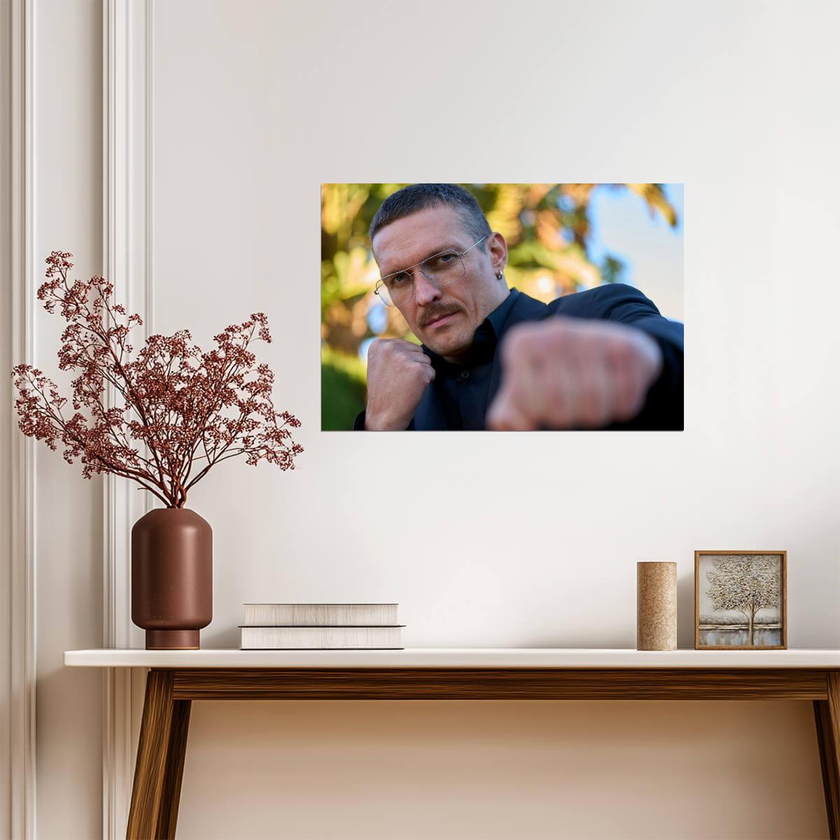 Oleksandr Usyk Punch Pose | Boxing Portrait Poster | Combat Sports Art - Sports Poster