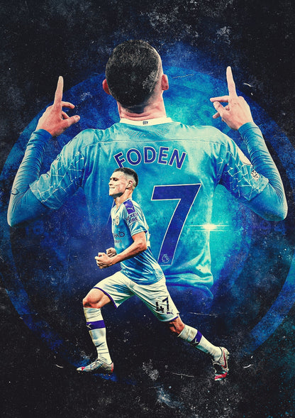 Phil Foden Stylized Art | Soccer Star Poster | Sports Wall Print - Sports Poster