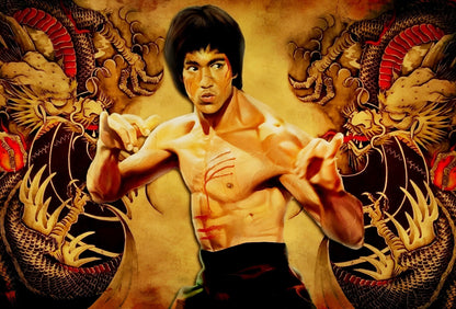Bruce Lee Enter the Dragon | Dragon Art Poster | Martial Arts Legend - Celebrities Poster