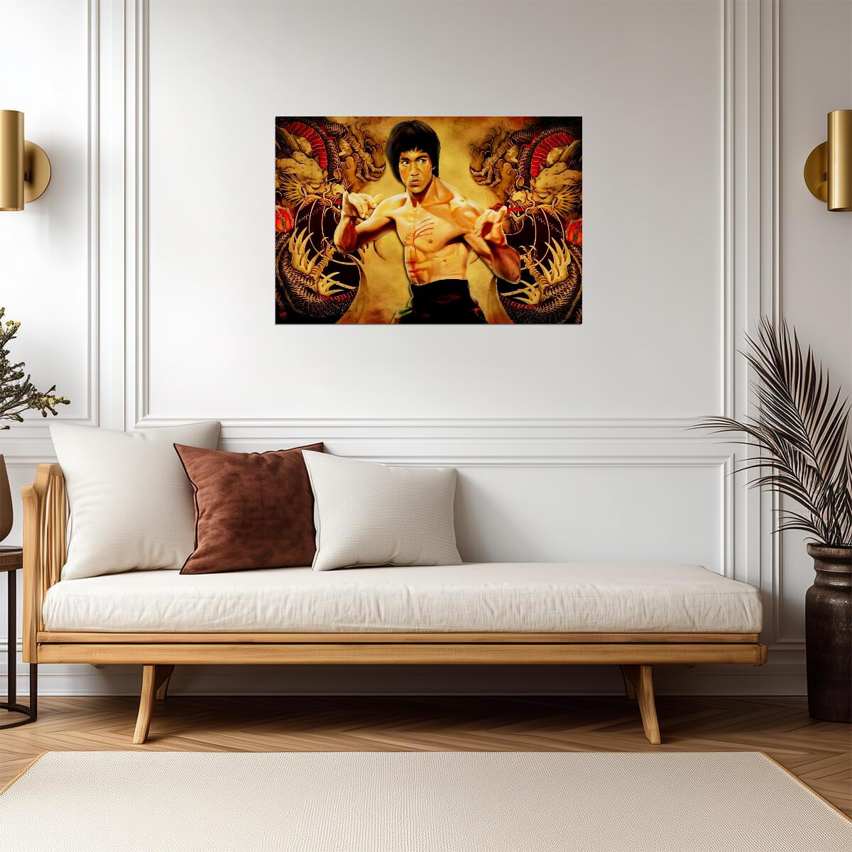 Bruce Lee Enter the Dragon | Dragon Art Poster | Martial Arts Legend - Celebrities Poster