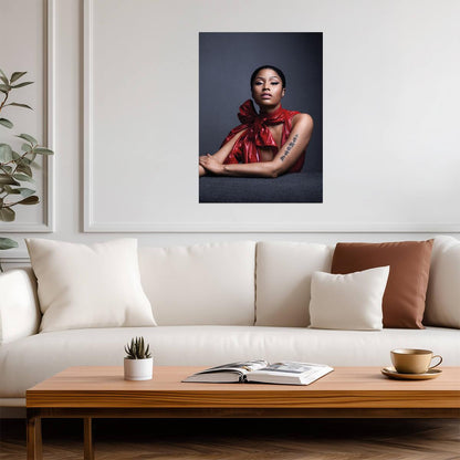 Nicki Minaj Elegant Studio Portrait | Red Top Photoshoot Poster | Celebrity Fashion Art - Music Poster