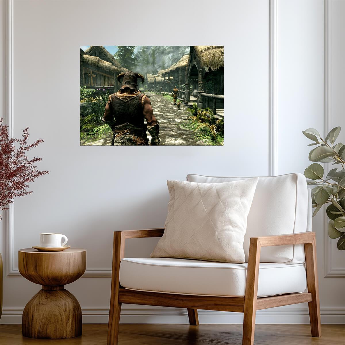 Skyrim Dragonborn in Riverwood | Fantasy Village Scenery Poster | RPG Exploration Game Art - Video Games Poster