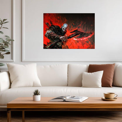God of War Kratos Leviathan Axe Fury | Stylized Action Art Poster | Gamer Gift Wall Art - Video Games Poster