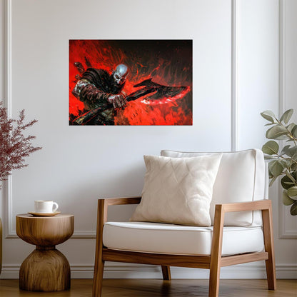 God of War Kratos Leviathan Axe Fury | Stylized Action Art Poster | Gamer Gift Wall Art - Video Games Poster