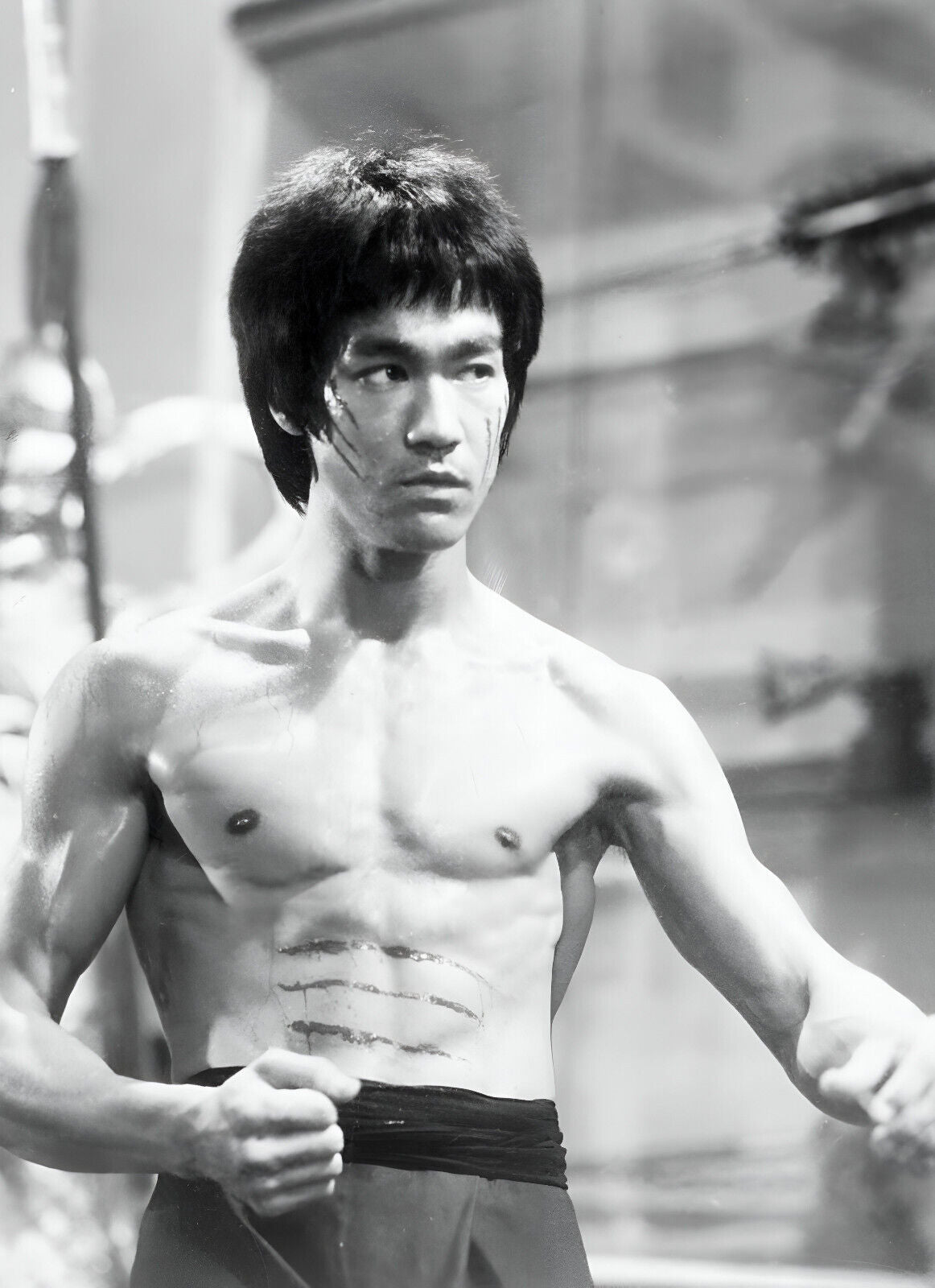 Bruce Lee Shirtless Pose | Black and White Poster | Martial Arts Legend Art - Celebrities Poster