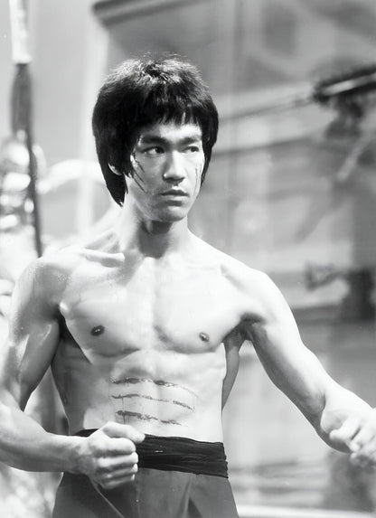 Bruce Lee Shirtless Pose | Black and White Poster | Martial Arts Legend Art - Celebrities Poster