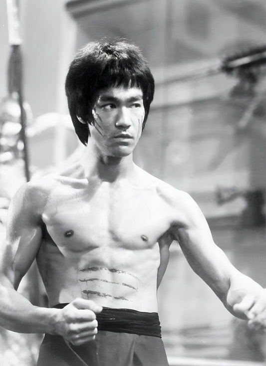 Bruce Lee Shirtless Pose | Black and White Poster | Martial Arts Legend Art - Celebrities Poster