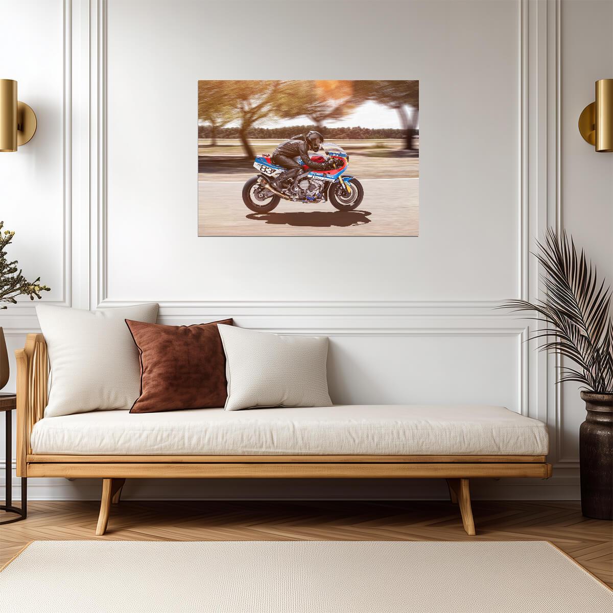 BMW S1000RR Custom by Praëm | "Optimus Praëm" Cafe Racer | Vintage Endurance Race Bike Poster - Cars Poster