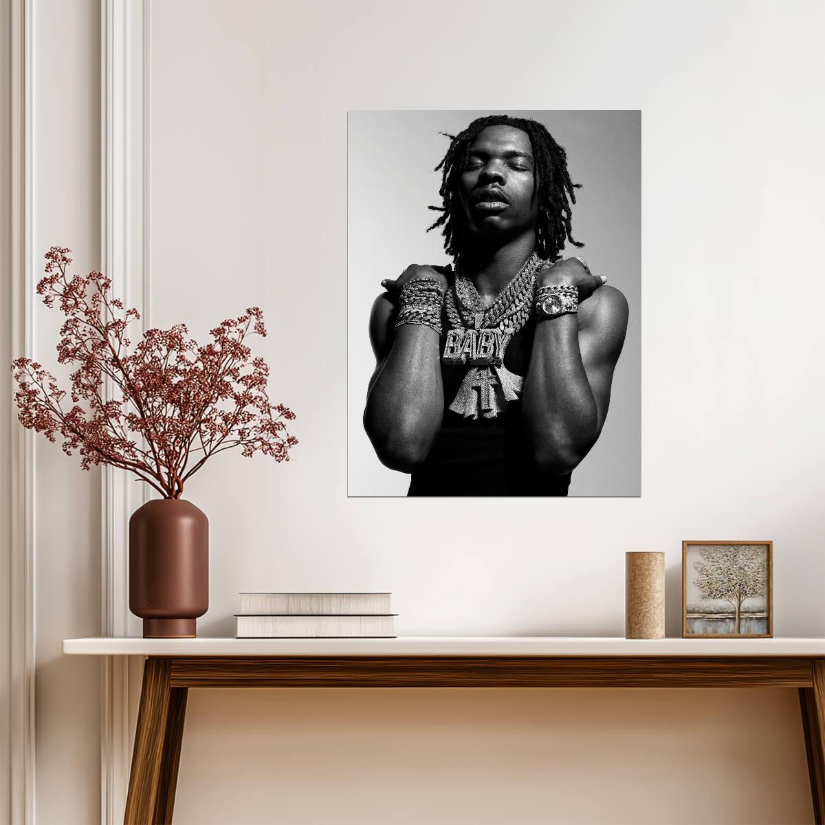 Lil Baby Poster | Black and White Rap Print - Music Poster