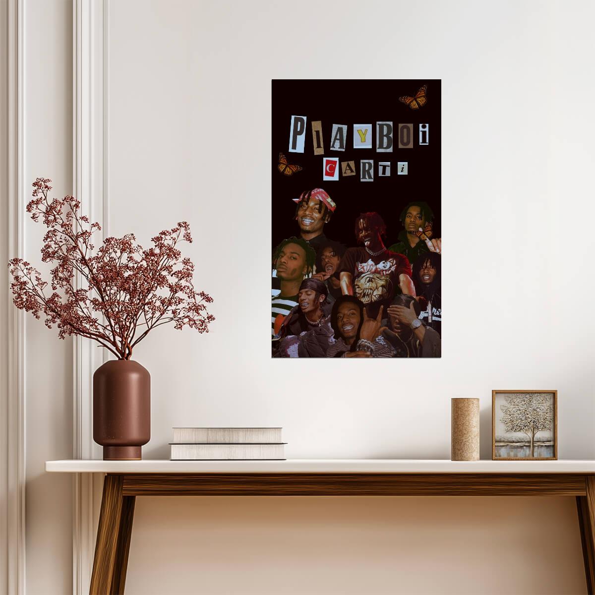 Playboi Carti Tribute Collage | Butterfly Aesthetic Poster | Hip Hop Art Print - Music Poster