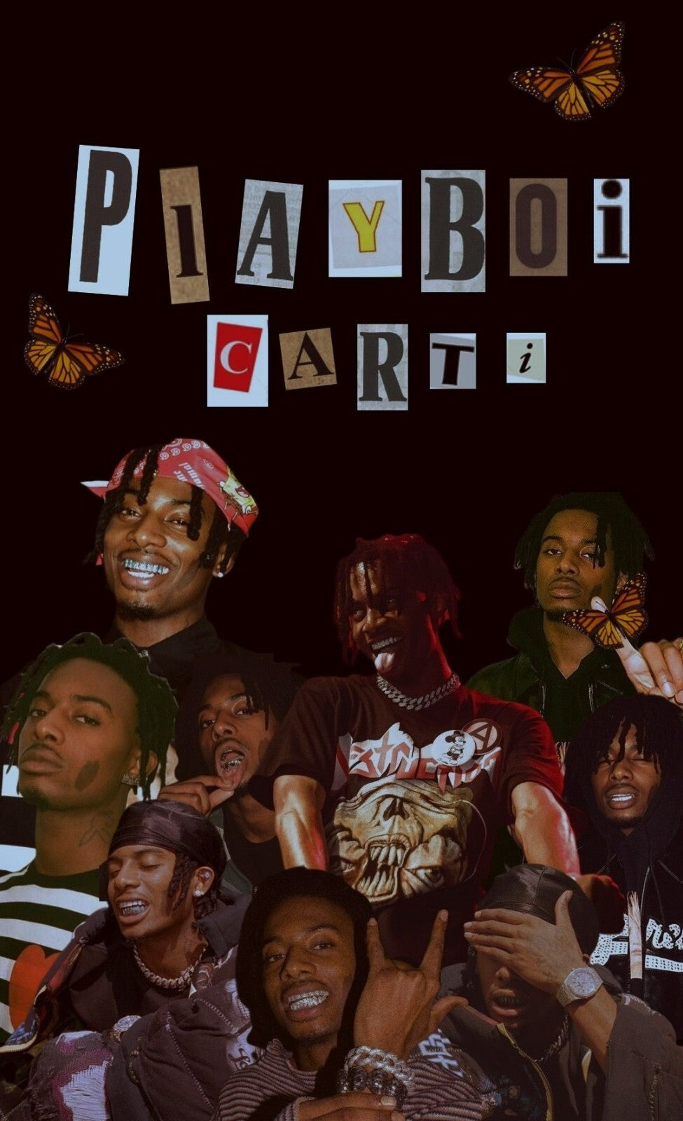 Playboi Carti Tribute Collage | Butterfly Aesthetic Poster | Hip Hop Art Print - Music Poster