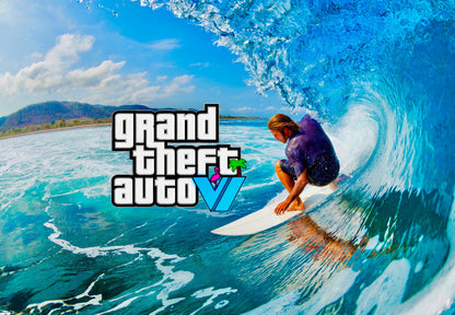 Grand Theft Auto VI Surfing Concept | Fan Made Poster Art | Vice City Gaming Decor - Video Games Poster