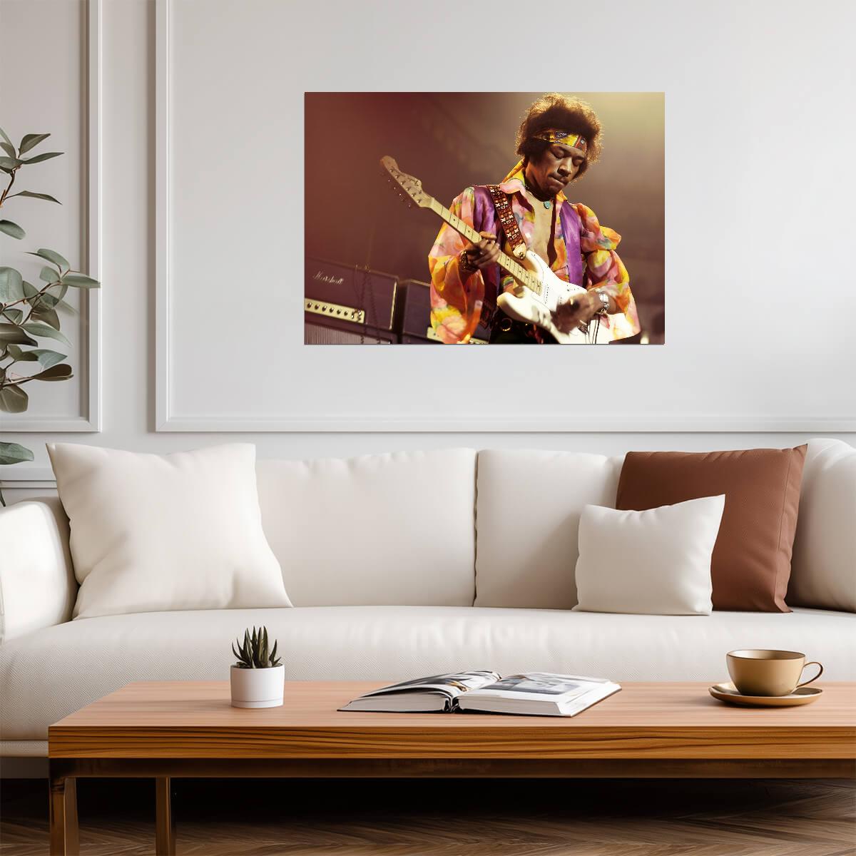 Jimi Hendrix Poster | Live Concert Vintage Print - Music Poster