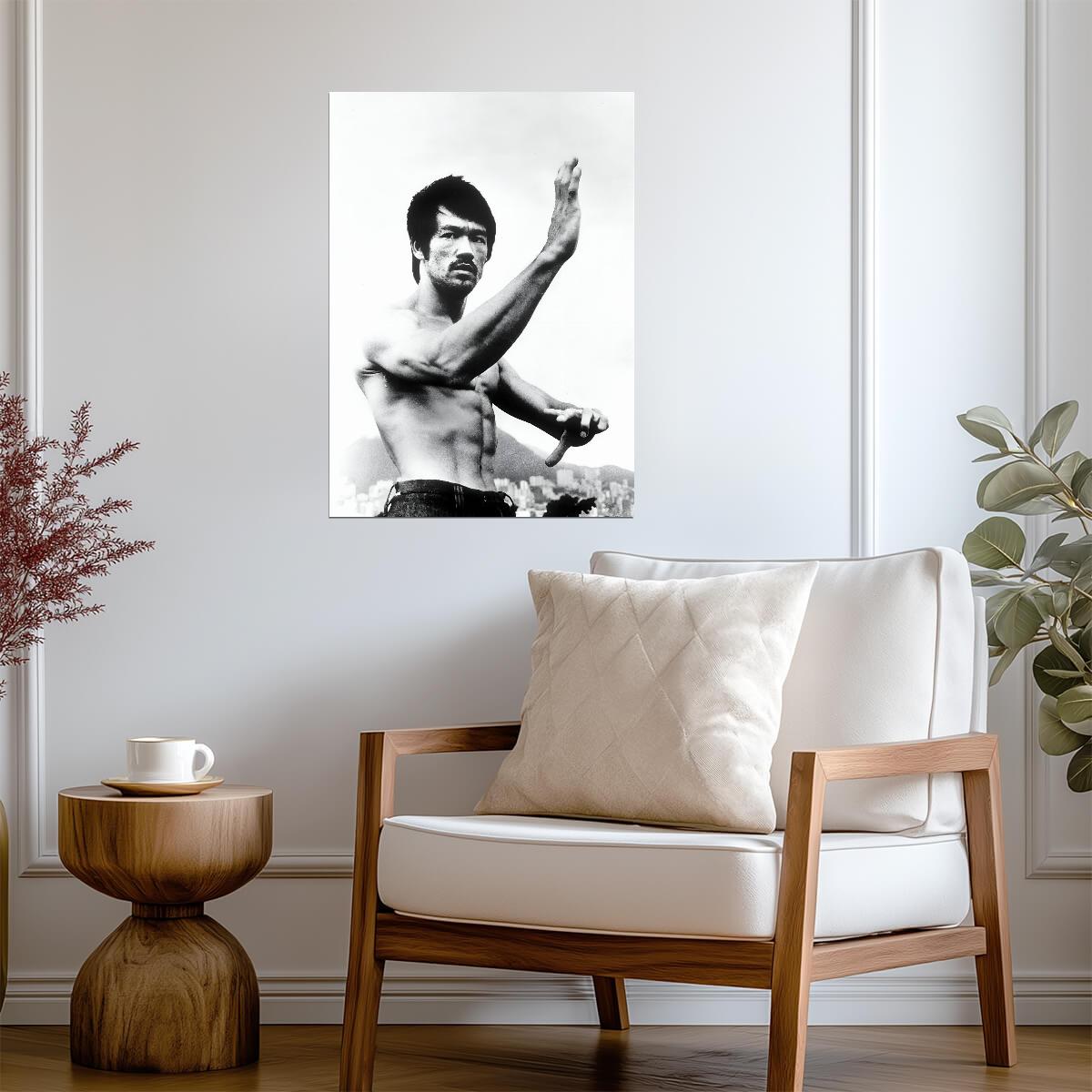 Bruce Lee Classic Pose | Black and White Poster | Martial Arts Legend - Celebrities Poster