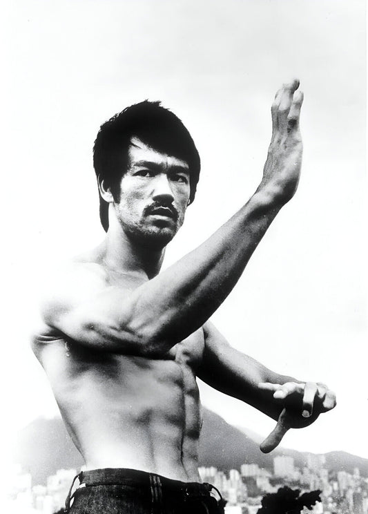 Bruce Lee Classic Pose | Black and White Poster | Martial Arts Legend - Celebrities Poster