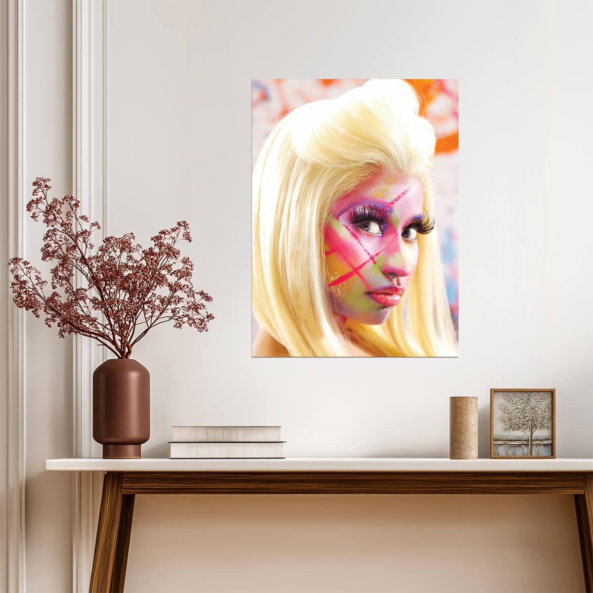 Nicki Minaj Pink Friday Era | Colorful Face Paint Poster | Abstract Music Art - Music Poster