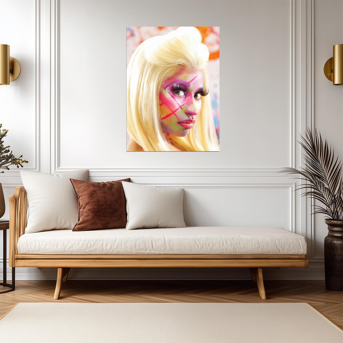 Nicki Minaj Pink Friday Era | Colorful Face Paint Poster | Abstract Music Art - Music Poster