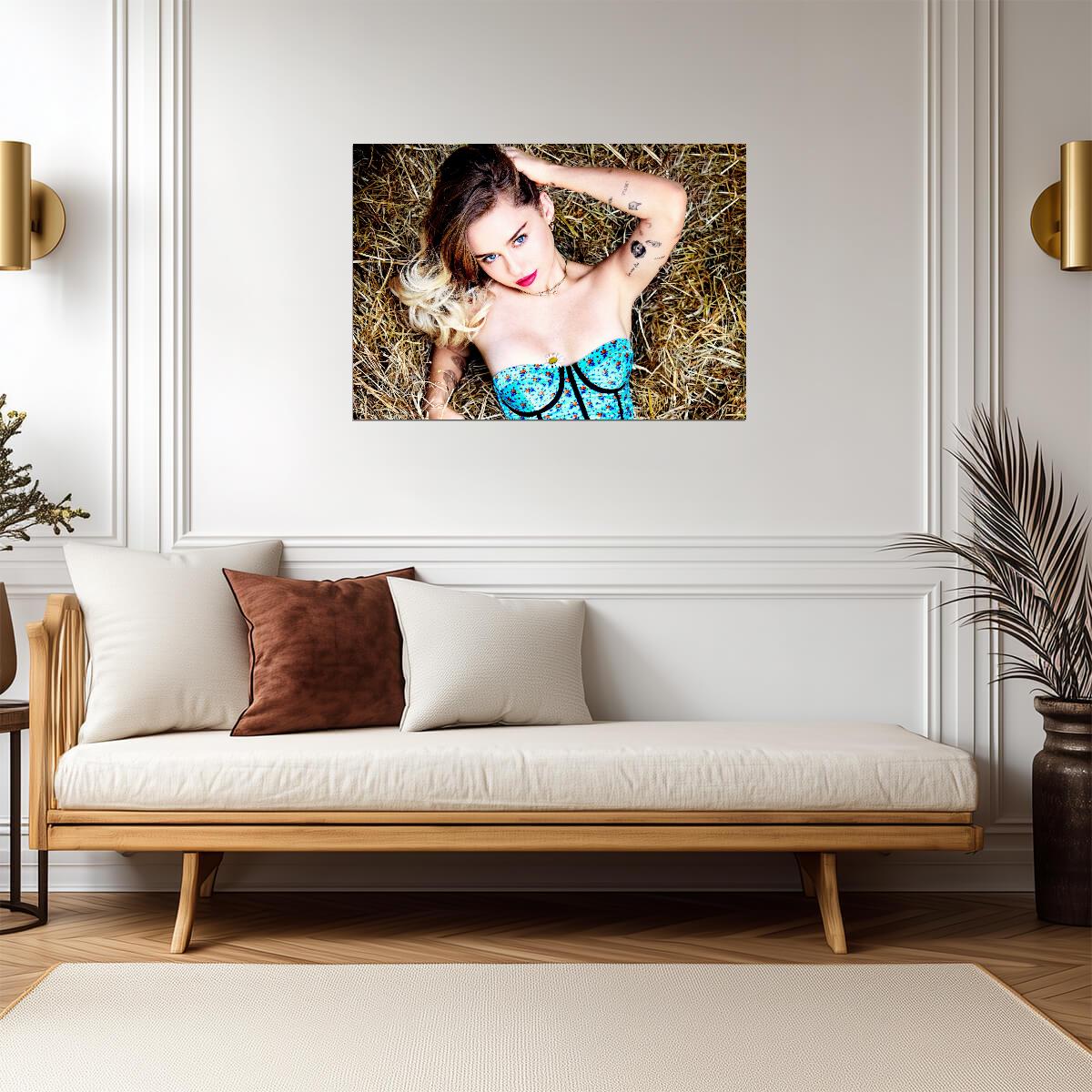 Miley Cyrus Rustic Glam Photoshoot | Vibrant Pop Music Poster | Modern Celebrity Art - Music Poster