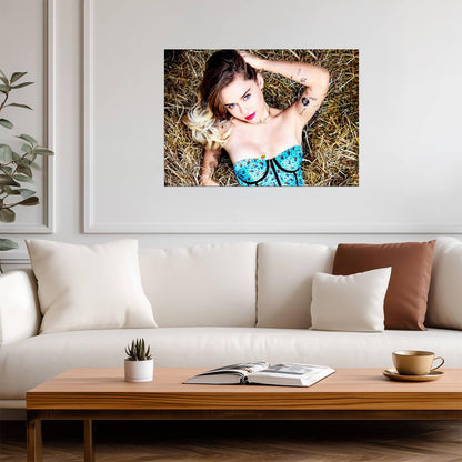 Miley Cyrus Rustic Glam Photoshoot | Vibrant Pop Music Poster | Modern Celebrity Art - Music Poster