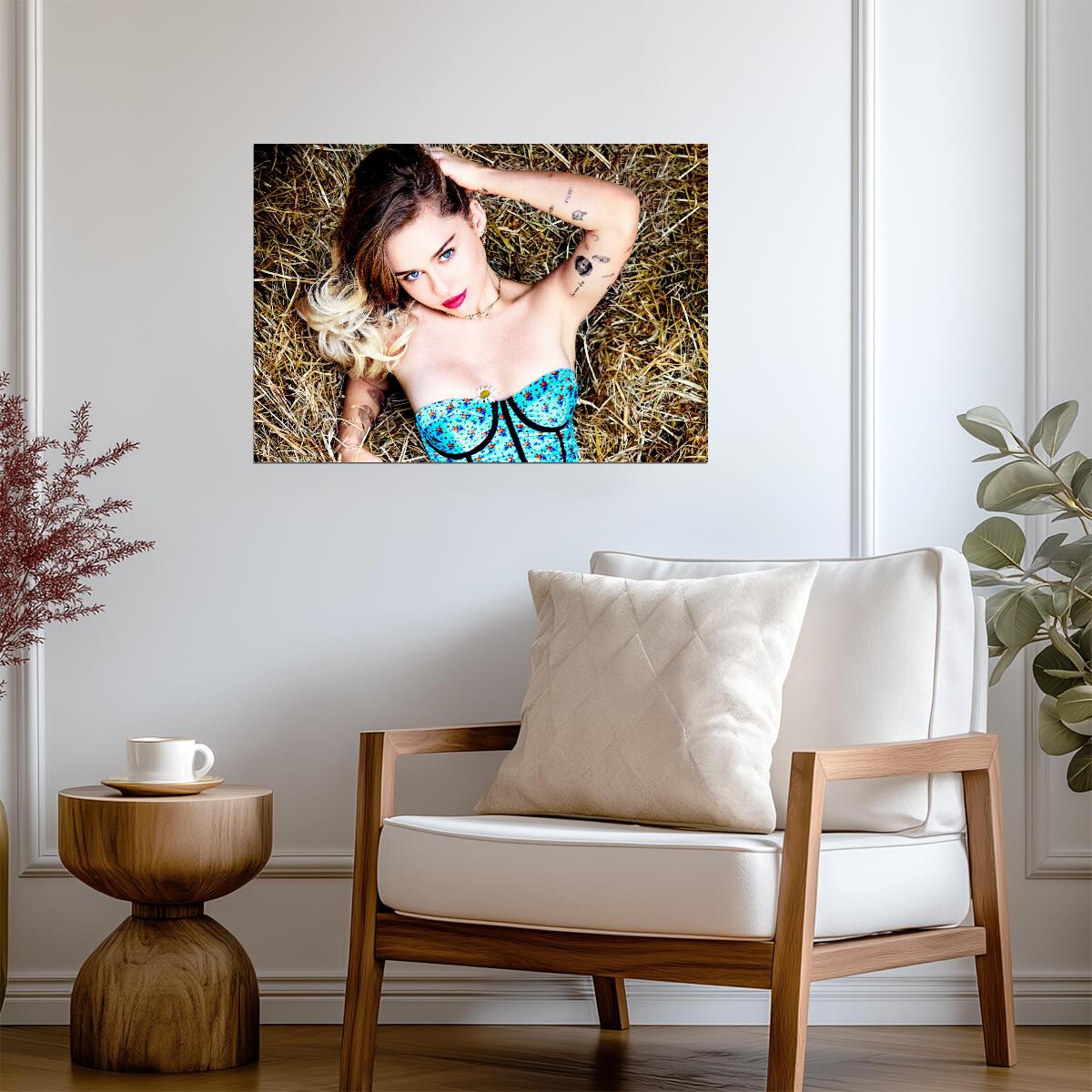 Miley Cyrus Rustic Glam Photoshoot | Vibrant Pop Music Poster | Modern Celebrity Art - Music Poster