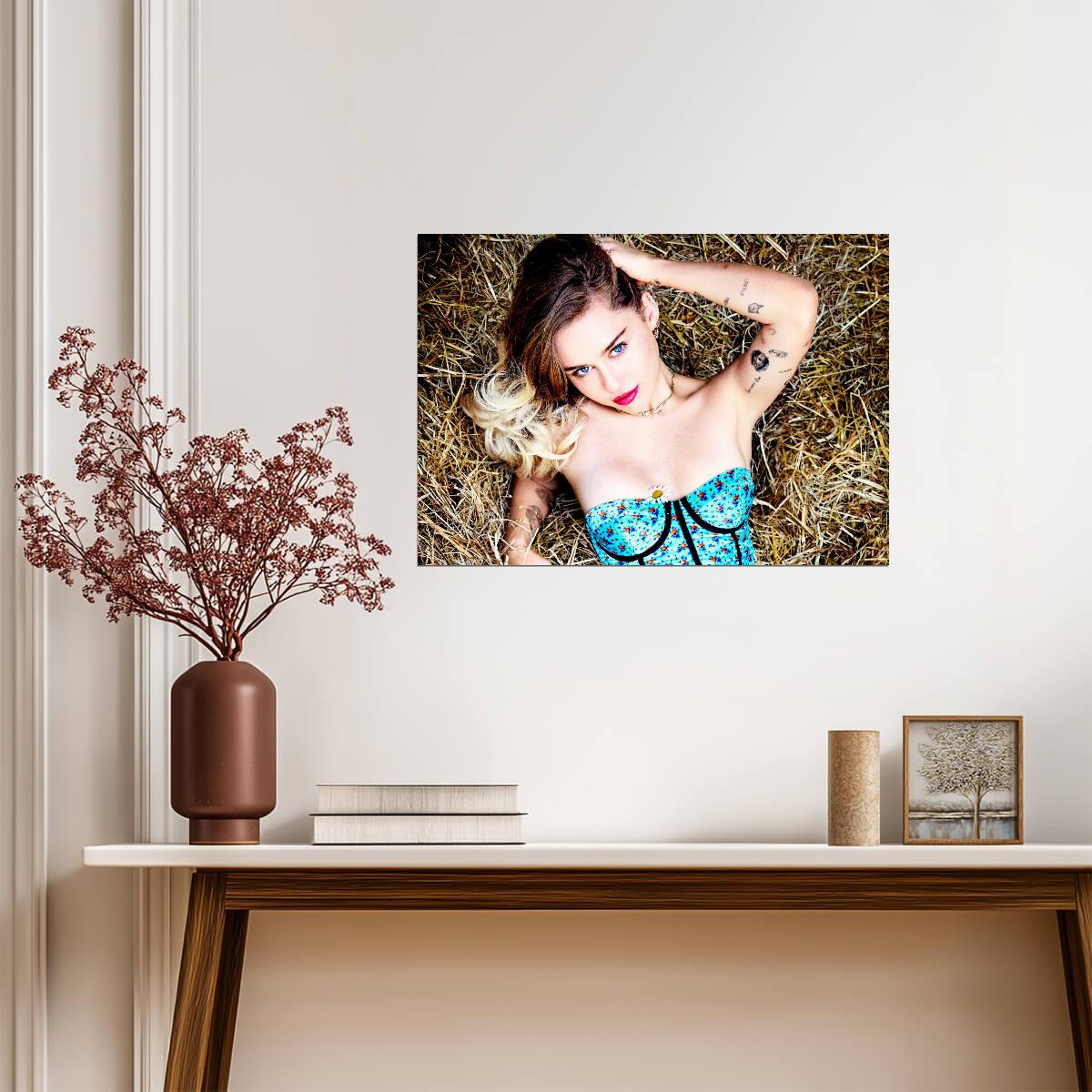 Miley Cyrus Rustic Glam Photoshoot | Vibrant Pop Music Poster | Modern Celebrity Art - Music Poster