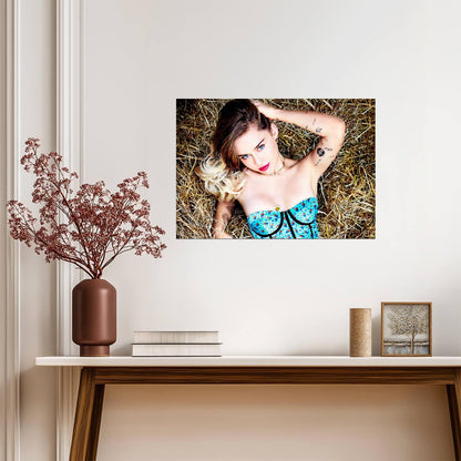 Miley Cyrus Rustic Glam Photoshoot | Vibrant Pop Music Poster | Modern Celebrity Art - Music Poster