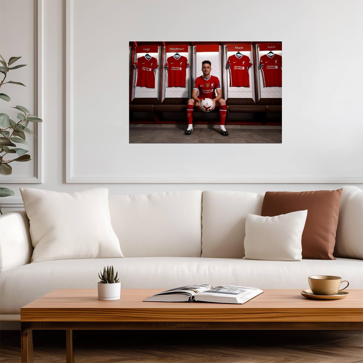 Diogo Jota Locker Room Photo | Soccer Poster | Liverpool FC Anfield Decor - Sports Poster