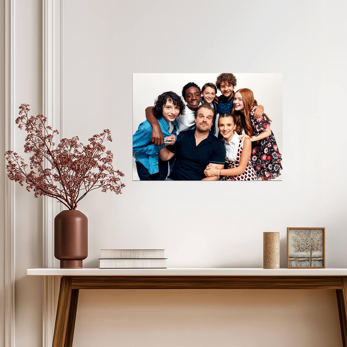 Stranger Things Full Cast Photoshoot | Sci-Fi TV Show Poster | Group Portrait Art - Movies & TV Poster