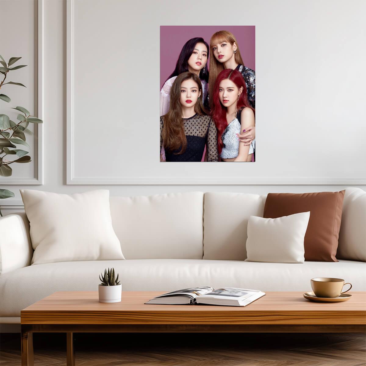 Blackpink K-Pop Group Portrait | Music Wall Poster | Jisoo Lisa Jennie Rosé Art - Music Poster