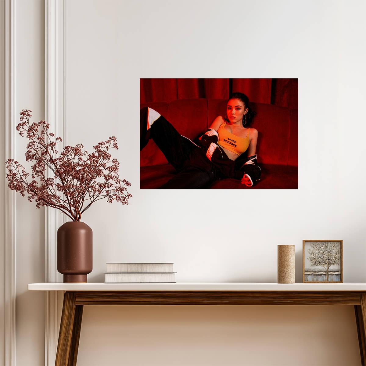 Madison Beer As She Pleases | Red Light Photoshoot Poster | Modern Pop Star Art - Music Poster
