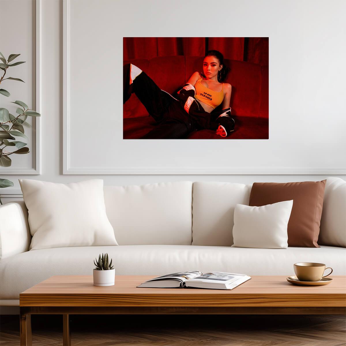 Madison Beer As She Pleases | Red Light Photoshoot Poster | Modern Pop Star Art - Music Poster