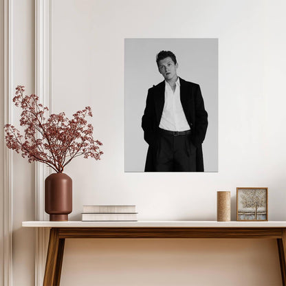Tom Holland Black and White Portrait | Celebrity Poster | Modern Actor Wall Art - Celebrities Poster