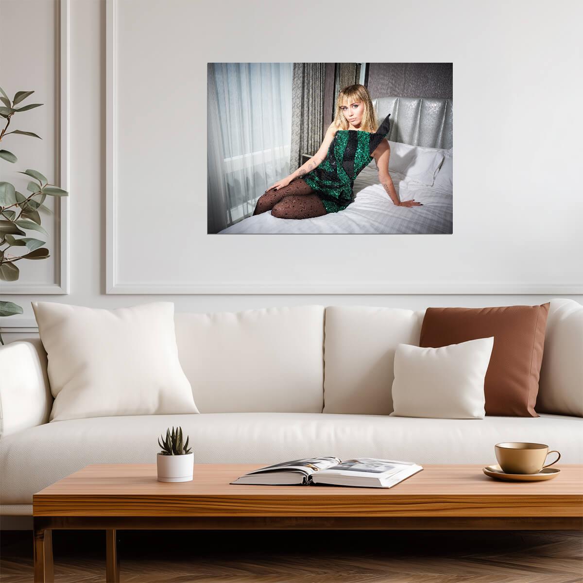 Miley Cyrus Glamorous Photoshoot | Pop Star Music Poster | Celebrity Fashion Wall Art - Music Poster