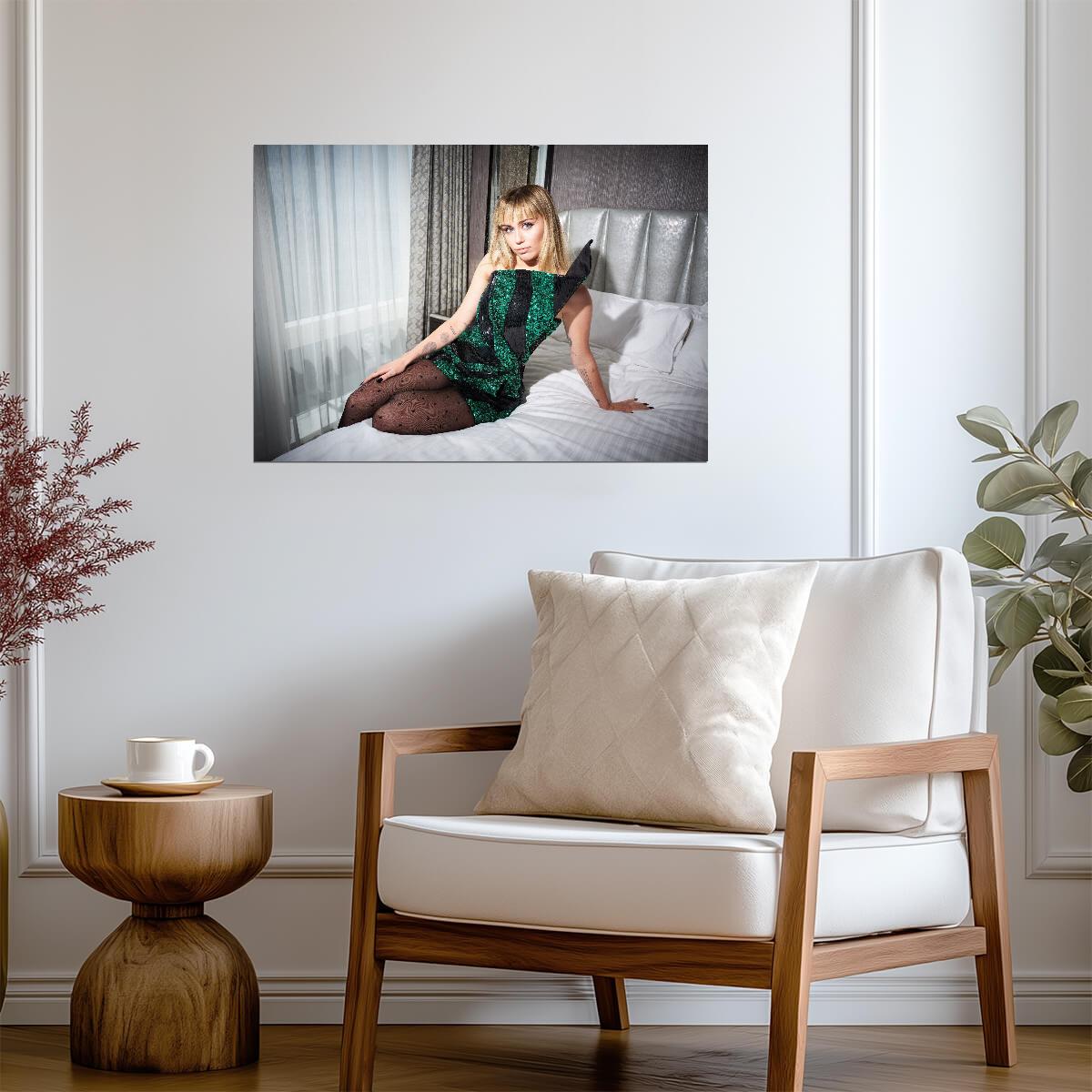 Miley Cyrus Glamorous Photoshoot | Pop Star Music Poster | Celebrity Fashion Wall Art - Music Poster