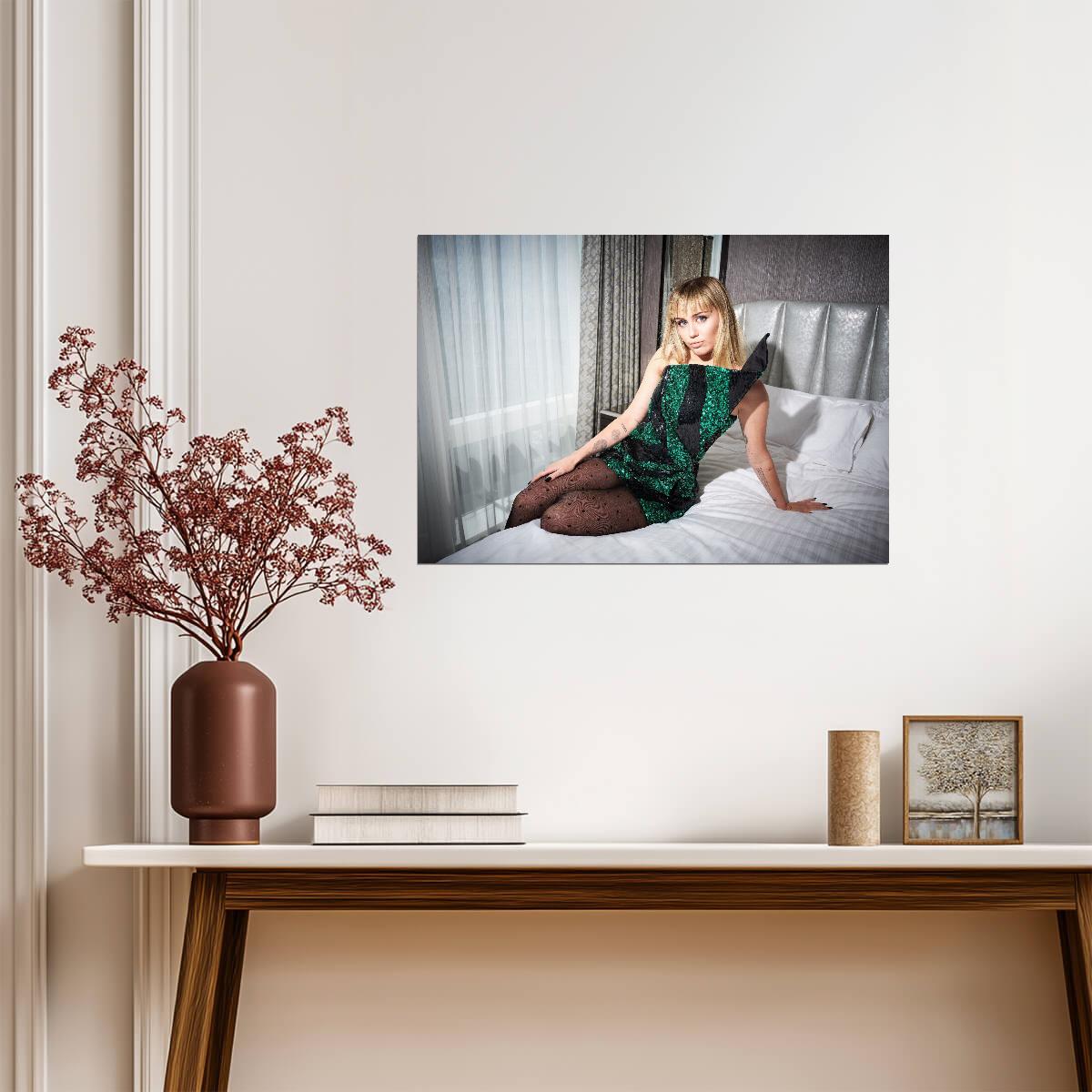 Miley Cyrus Glamorous Photoshoot | Pop Star Music Poster | Celebrity Fashion Wall Art - Music Poster