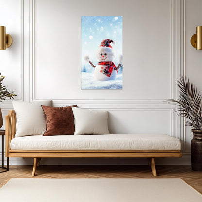 Cheerful Snowman Illustration | Festive Christmas Poster | Winter Holiday Wall Art - Graphic & Art Poster