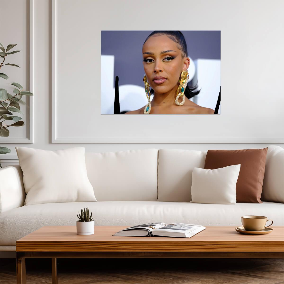 Doja Cat Close Up Portrait | Red Carpet Fashion Poster | Music Star Wall Art - Music Poster