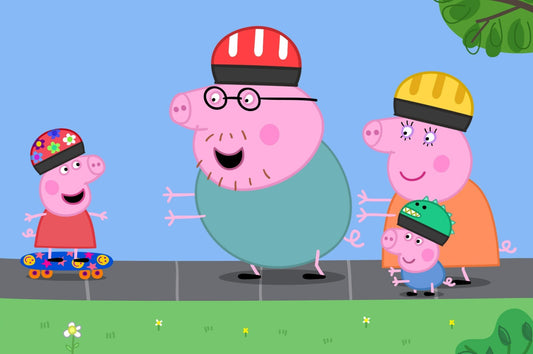 Peppa Pig Family Skateboarding Fun | Cute Cartoon TV Show Poster | Kids Room Decor - Movies & TV Poster
