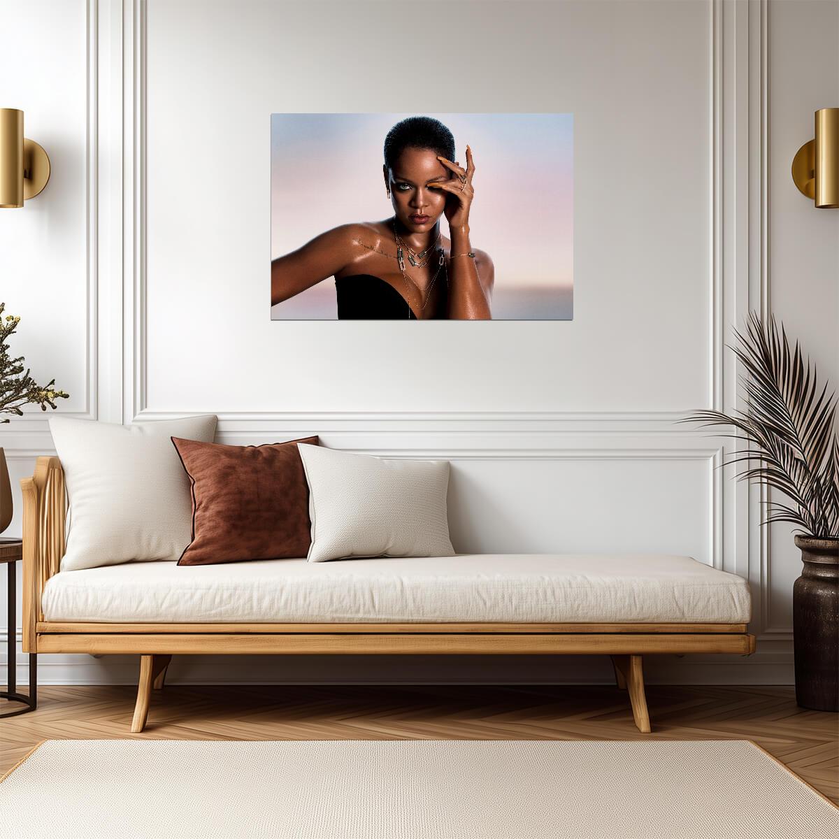 Rihanna Close Up Portrait | Short Hair Photoshoot Poster | Music Celebrity Wall Art - Music Poster