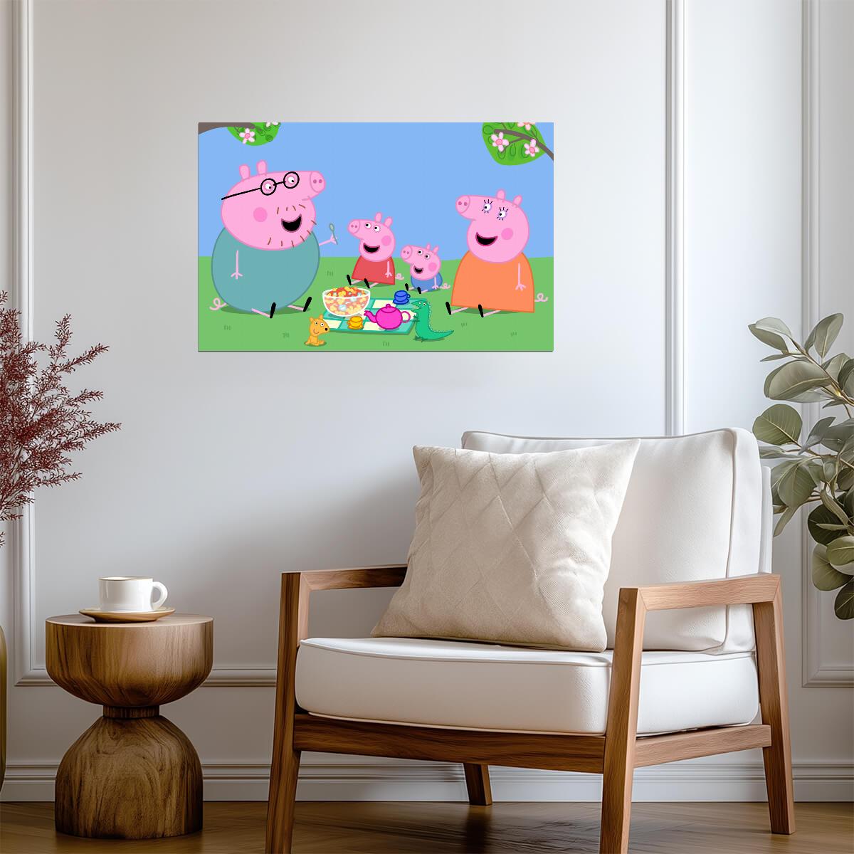 Peppa Pig Family Picnic | Kids Cartoon Poster | Nursery Wall Art - Movies & TV Poster