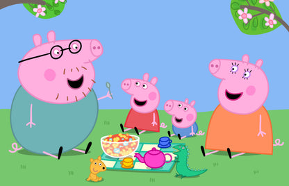 Peppa Pig Family Picnic | Kids Cartoon Poster | Nursery Wall Art - Movies & TV Poster