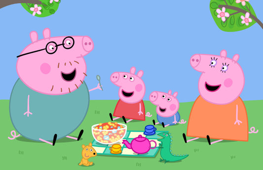 Peppa Pig Family Picnic | Kids Cartoon Poster | Nursery Wall Art - Movies & TV Poster
