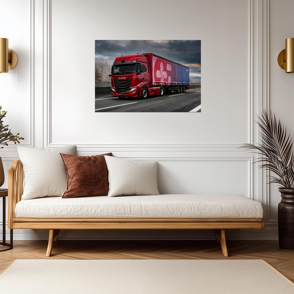 Iveco S-Way | Red Semi Truck Poster | Commercial Freight Vehicle Art - Cars Poster