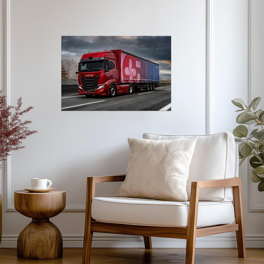 Iveco S-Way | Red Semi Truck Poster | Commercial Freight Vehicle Art - Cars Poster