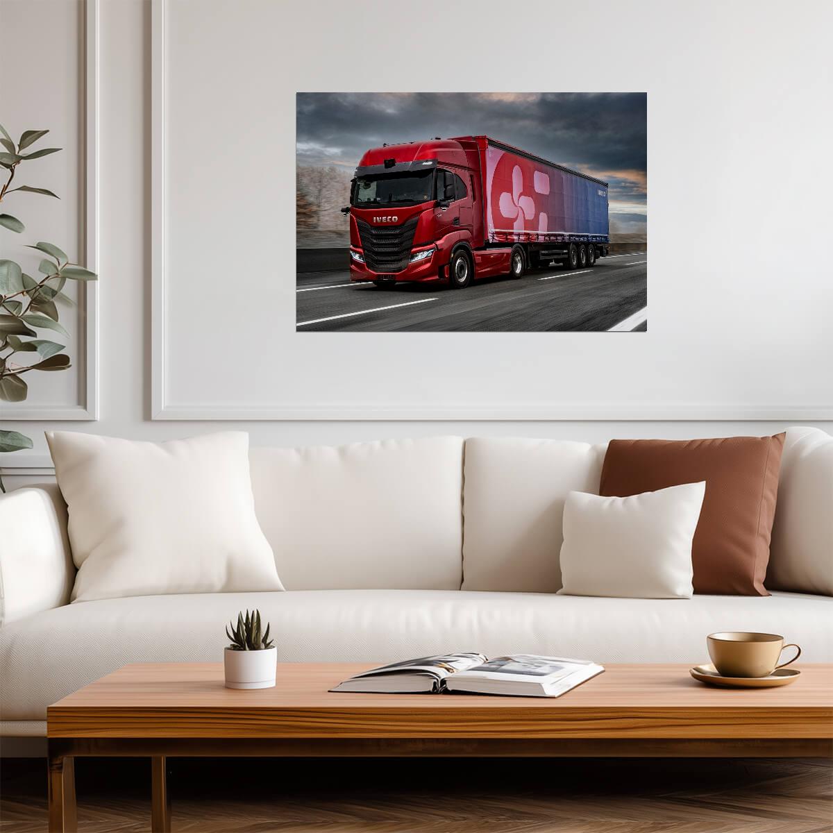 Iveco S-Way | Red Semi Truck Poster | Commercial Freight Vehicle Art - Cars Poster