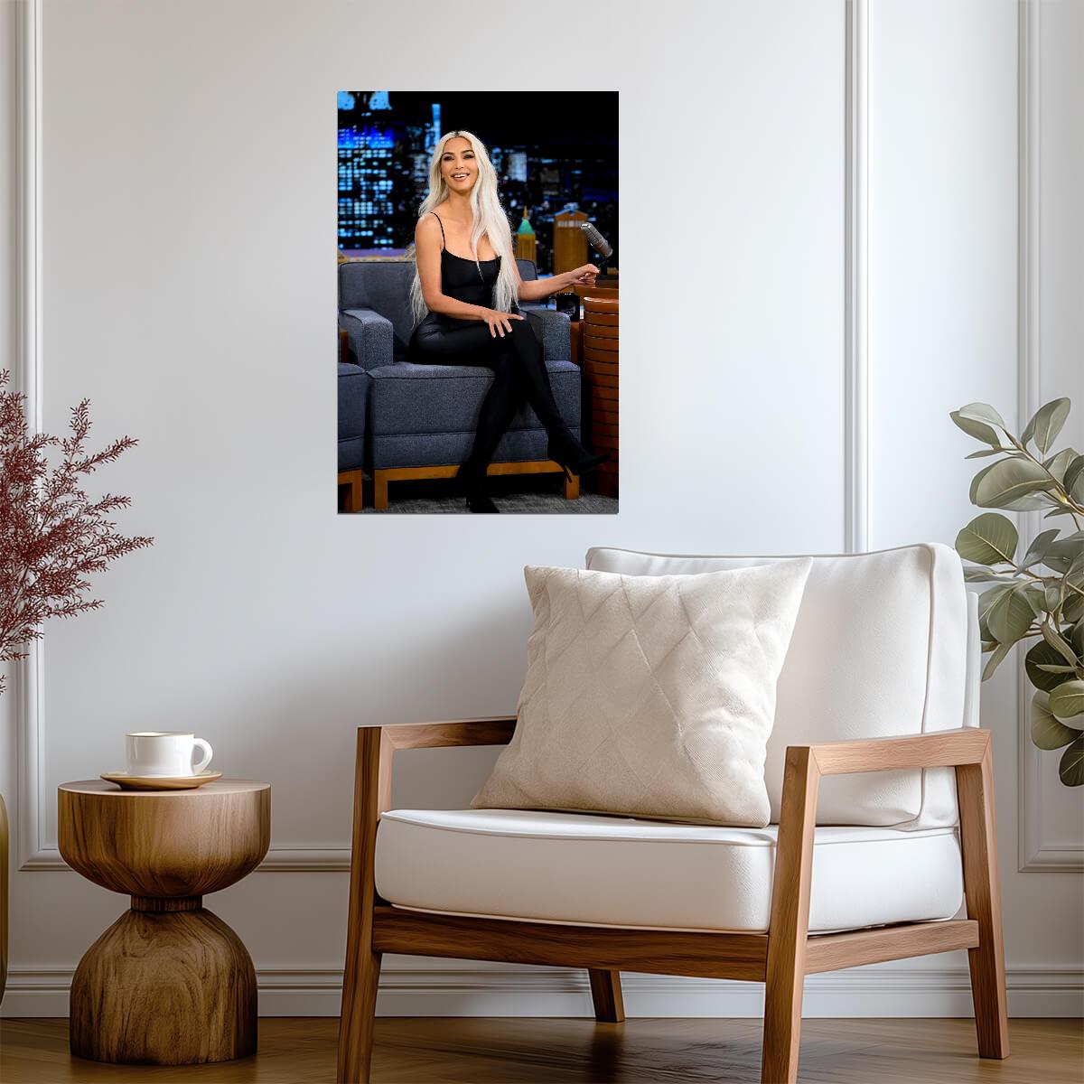 Kim Kardashian on Talk Show | Celebrity Interview Poster | Modern Fashion Wall Art - Celebrities Poster