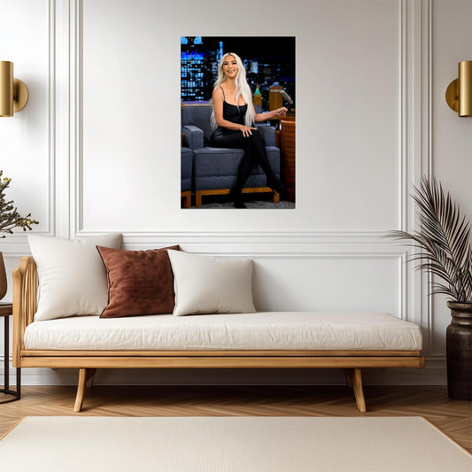 Kim Kardashian on Talk Show | Celebrity Interview Poster | Modern Fashion Wall Art - Celebrities Poster
