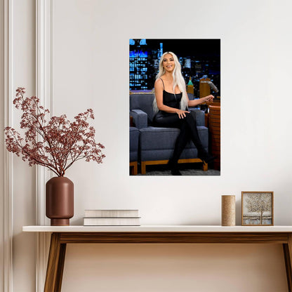 Kim Kardashian on Talk Show | Celebrity Interview Poster | Modern Fashion Wall Art - Celebrities Poster