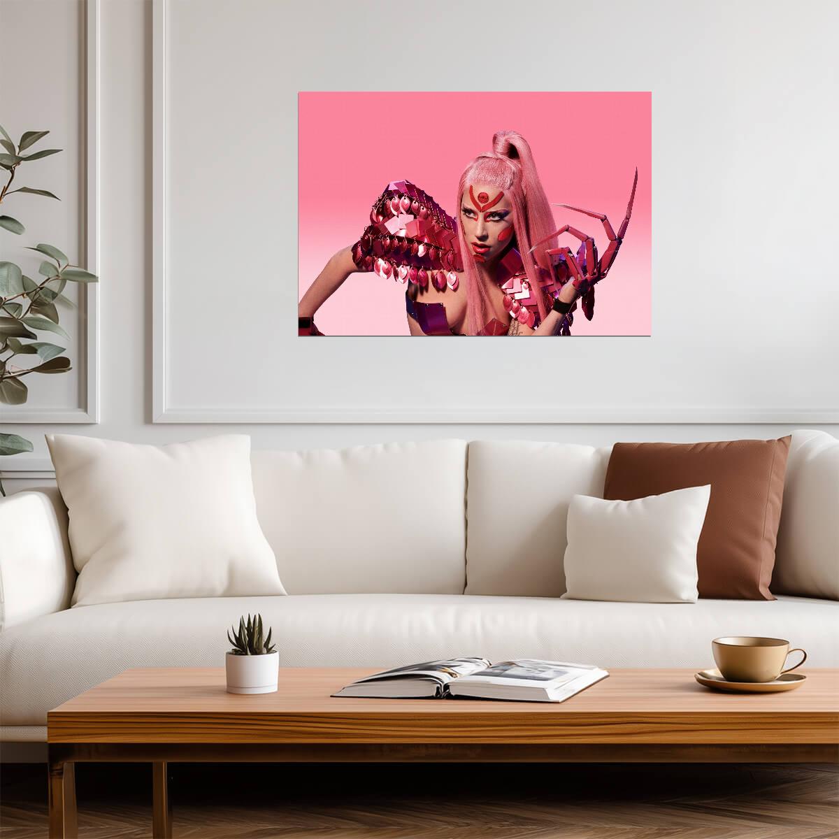 Lady Gaga Chromatica Photoshoot | Pink Poster | Pop Music Star Art - Music Poster